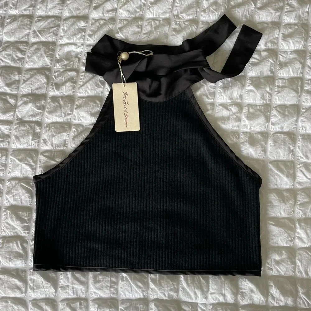 For Love & Lemons black knitz crop top